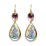 Van Gogh Iris Garden Mini Teardrop Earrings with Amethyst