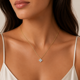 14K Yellow Gold 0.84ct Diamond Clover Pendant Necklace - 18" (HM)