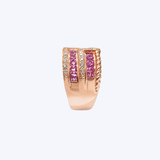 Le Vian 14K Rose Gold 1.38ctw Princess Pink Sapphire & 0.34ctw Diamond Multi Row Band Ring - 7/11.2gr (EST)
