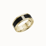Crown 8mm Sandpaper Center with Black Enamel and Diamond Accents Band
