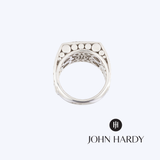 John Hardy Rhodium-Plated 18k White Gold 925 Sterling Silver Diamond Dot Signet Ring - 6.75(EST)