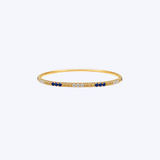 14K Yellow Gold Gemstone and Diamond Ribbed Flex Bracelet - 7"(HM)