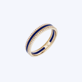 Luvente 14K Yellow Gold Navy Enamel and 0.14ctw Diamond Band - 6