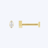 Mini Bezel Marquise Diamond Press Fit Back Stud Earring