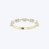 14K Yellow Gold Alternating Baguette & Round Diamond Semi-Eternity Band - 0.75ctw/7 (HD)