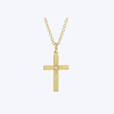 Petite Polish Diamond Cross Pendant Necklace