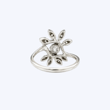 14K White Gold Vintage 0.23ctw Diamond Blossom Leaf Ring - 3.5/3.25gr (EST)