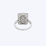 14K White Gold Art Deco 0.16ctw Diamond Filigree Plaque Ring - 6.5/5.14gr (EST)