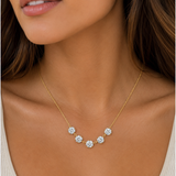 14K Yellow Gold 5.00ctw Lab-Grown Diamond Station Necklace - 3.5gr/16-18” (HD)