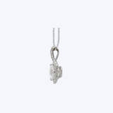 14K White Gold Linear 0.35ctw Diamond Halo Pendant - 18" (KI)