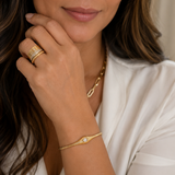 14K Yellow Gold 0.35ctw Oval Bezel-Set Diamond Ribbed Bracelet - 6.25" (WCLOUD)