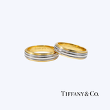 Tiffany & Co 6mm Platinum & 18k Yellow Gold Two Tone Ridged Design Band Ring (EST)