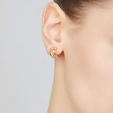 Cammilli 18K Gold "Dune" Series Circle Diamond Huggie Earrings - 0.10ctw