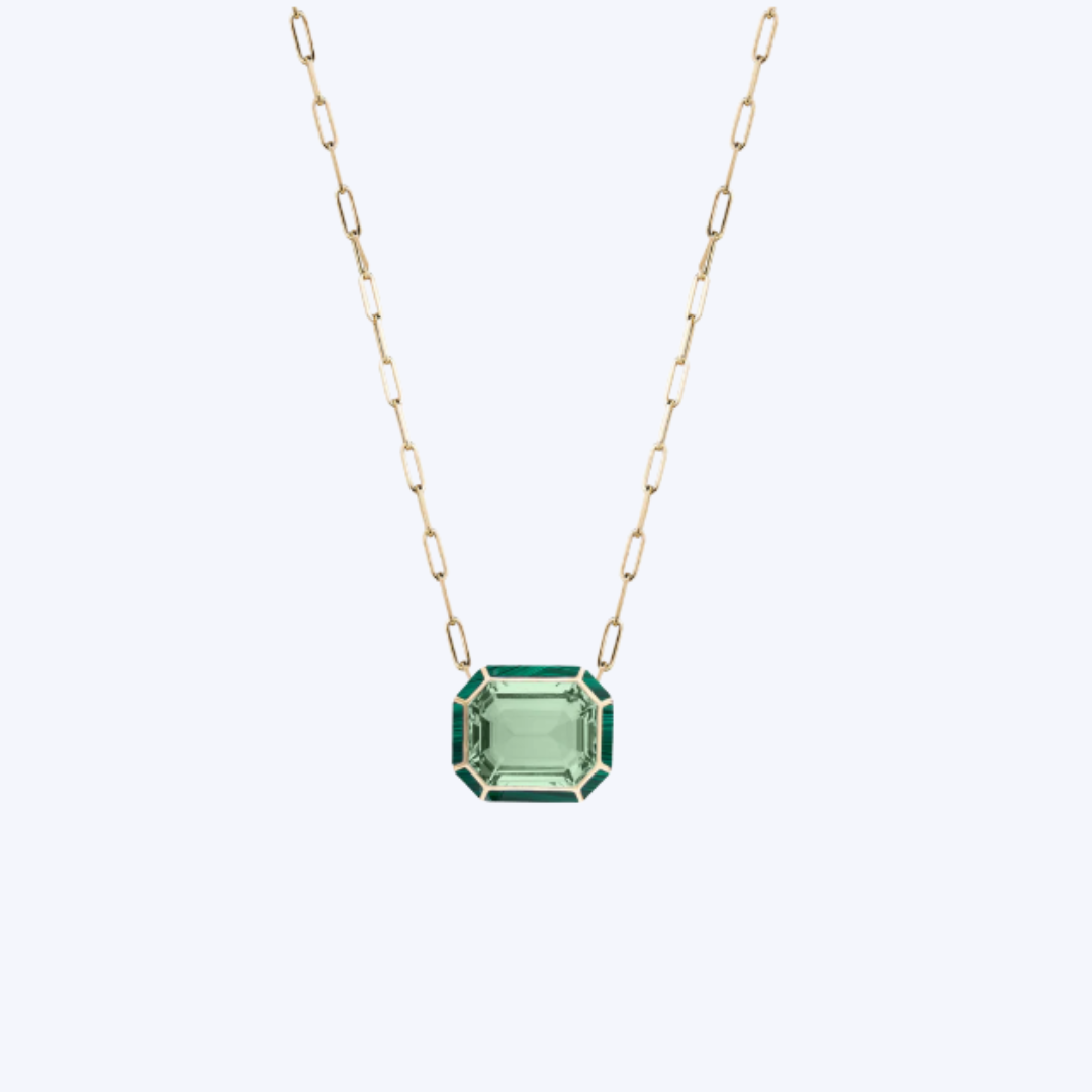 Goshwara Emerald Cut Pendant with Inlay Pendant Necklace