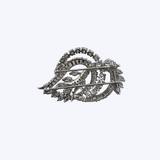 Platinum 16.30ctw Multi-Cut Diamond Vintage Swirl Brooch - 18.1gr (ADAIR)