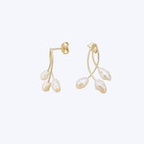 14K Yellow Gold Freshwater Baroque Pearl Vine Earrings (EST)