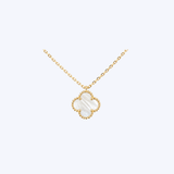 18K Yellow Gold 9mm Petite Clover Pendant Necklace (BCO)