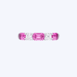 Alternating East-West Emerald-Cut Pink Sapphire & Square Emerald-Cut Diamond Band