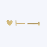 Gold Heart Press Fit Back Stud Earring