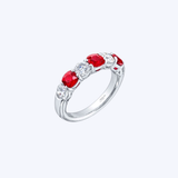J. B. Star Platinum Alternating 1.35ctw Round Ruby and 1.24ctw Round Brillant Diamond Band