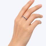 J. B. Star Platinum Alternating 0.30ctw Round Brilliant Diamond and 0.41ctw Round Blue Sapphire Band