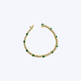 14K Yellow Gold Alternating 1.49ctw Emerald & 1.38ctw Diamond Bezel Tennis Bracelet - 7" (DU)