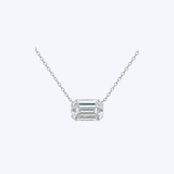 14K White Gold 3.03ct Emerald Invisible Set Lab-Grown Diamond Necklace - 18-16" (SS)