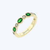 Simon G. 18K Yellow Gold Alternating 0.72ctw Emerald & 0.16ctw Diamond Bezel Band - 6