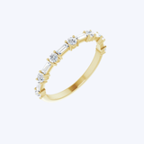 14K Yellow Gold Alternating Baguette & Round Diamond Semi-Eternity Band - 0.75ctw/7 (HD)