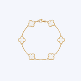 18K Yellow Gold 9mm Petite Clover Station Bracelet - 7.5" (BCO)
