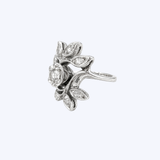 14K White Gold Vintage 0.23ctw Diamond Blossom Leaf Ring - 3.5/3.25gr (EST)