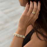 14K Yellow Gold 6mm Akoya Pearls and Mixed Gemstone Bracelet - 7"/1.23ctw (EST)