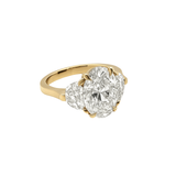 14K Yellow Gold 3.05ctw Oval Cut Lab-Grown Diamond with 1.18ctw Half Moon Side Diamonds - 6.5/GIA (HD)