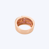 Le Vian 14K Rose Gold 1.38ctw Princess Pink Sapphire & 0.34ctw Diamond Multi Row Band Ring - 7/11.2gr (EST)