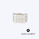 John Hardy Rhodium-Plated 18k White Gold 925 Sterling Silver Diamond Dot Signet Ring - 6.75(EST)