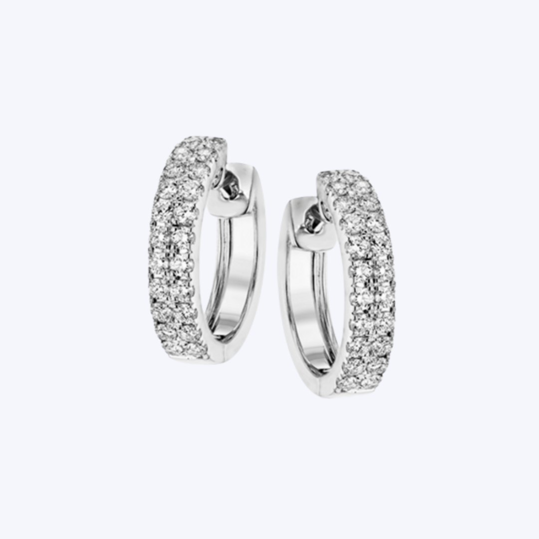 Double Line Diamond Hoops