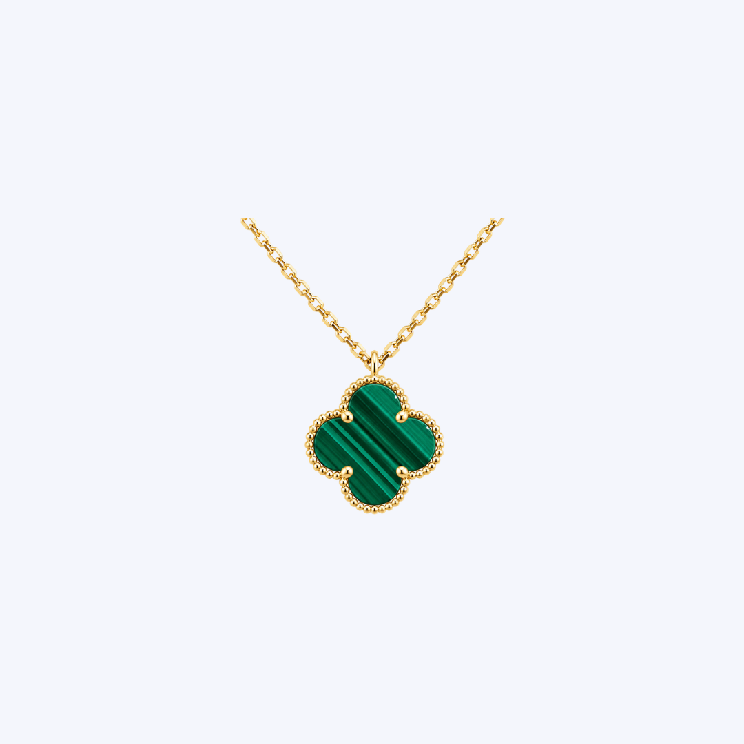 18K Yellow Gold 9mm Petite Clover Pendant Necklace (BCO)