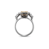 14K White Gold 4.01ctw Fancy Yellow Cushion-Cut Diamond Halo Ring with Trapezoid Side Diamonds Ring -  4.80ctw (GAC)