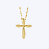 14K Yellow Gold Petite Polished Cross Pendant Necklace - 16-18" (STU)