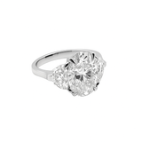 White Gold Oval Cut Lab-Grown Diamond with Half Moon Side Diamonds