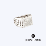 John Hardy Rhodium-Plated 18k White Gold 925 Sterling Silver Diamond Dot Signet Ring - 6.75(EST)