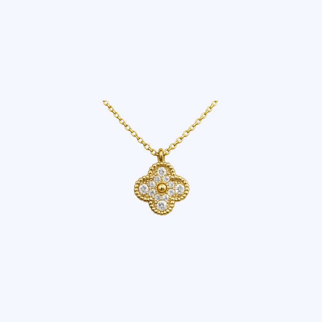 18K Yellow Gold 9mm Petite Clover Pendant Necklace (BCO)