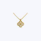 18K Yellow Gold 9mm Petite Clover Pendant Necklace (BCO)