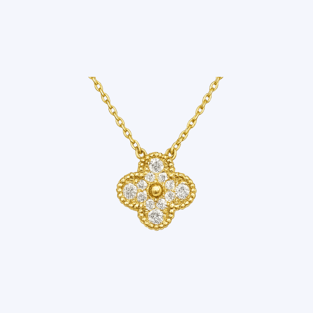 18K Yellow Gold 15mm Clover Pendant Necklace (BCO)