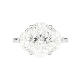 White Gold Oval Cut Lab-Grown Diamond with Half Moon Side Diamonds