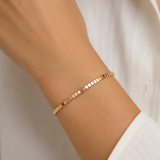 14K Yellow Gold 1.25ctw Mixed Color Sapphire Station Link Bracelet - 7"/9.24gr (WCLOUD)