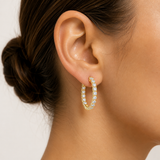 14K Yellow Gold Inside/Outside 2.01ctw Diamond Hoop Earrings - 22.5mm (JBJ)