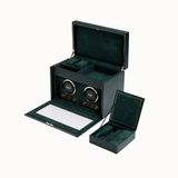 WOLF British Racing Green Double Winder with Storage & Travel Case