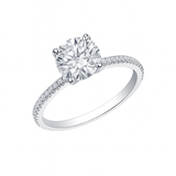 3.09ctw Round Brilliant Lab-Grown Diamond Ring Pavé Setting w/ Hidden Halo
