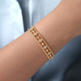 Gabriel & Co 14K Gold Bujukan Diamond Cluster Pyramid Cuff Bangle